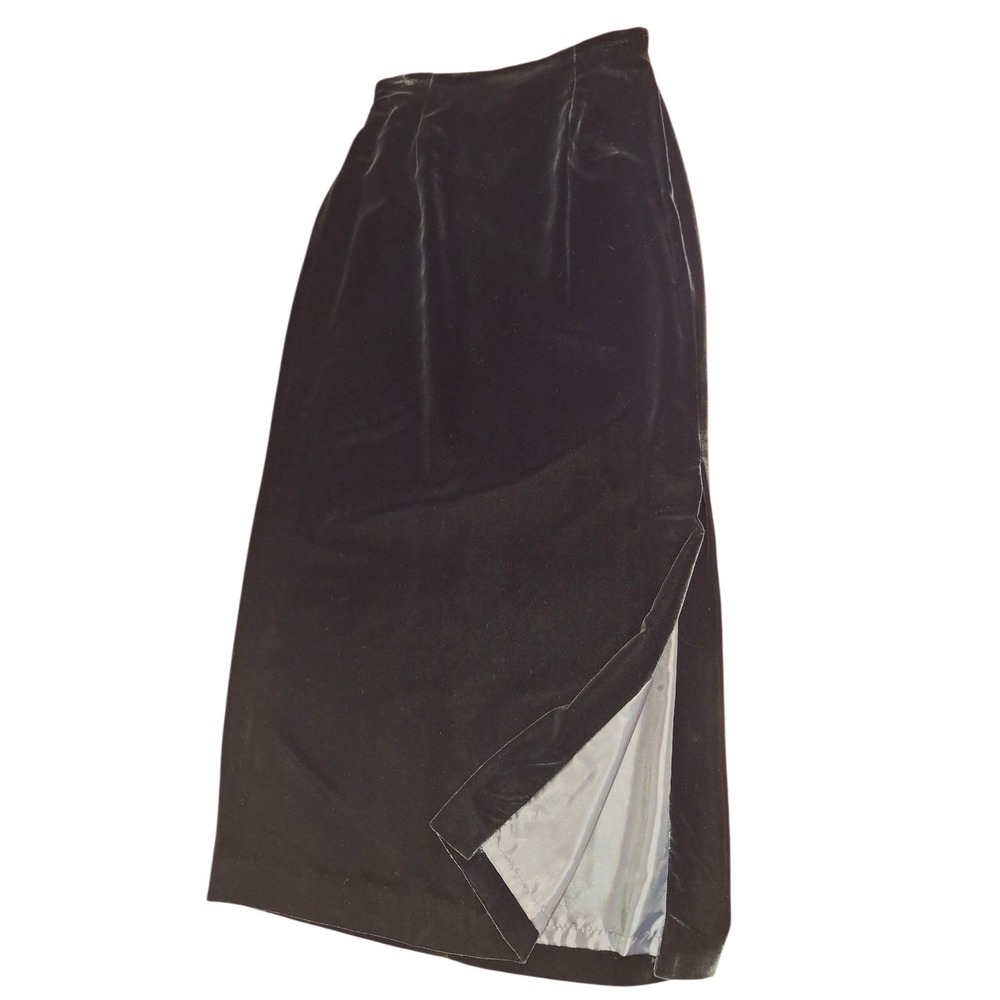 Nine & Co. Black Velvet Pencil Skirt with Side Slit